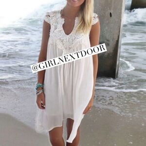 Elegant White Lace Beach Dress